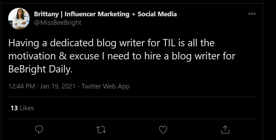 blog content writer testimonial
